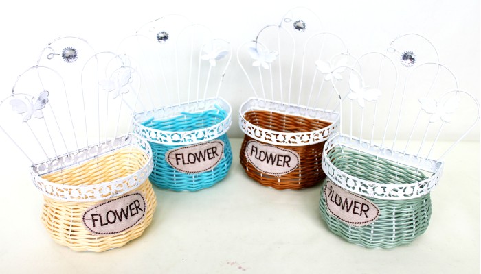 Э10763 Б/С Кашпо на стену в железн.карк."Бабочки"Н26см