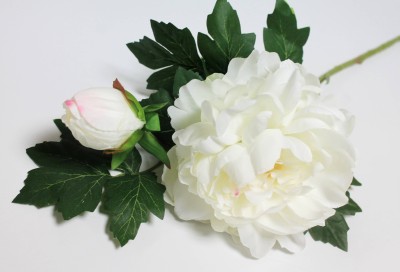 В12228 Б/С Пион красивый и объемный 2головы 6 листьев "Полный восторг" 78см