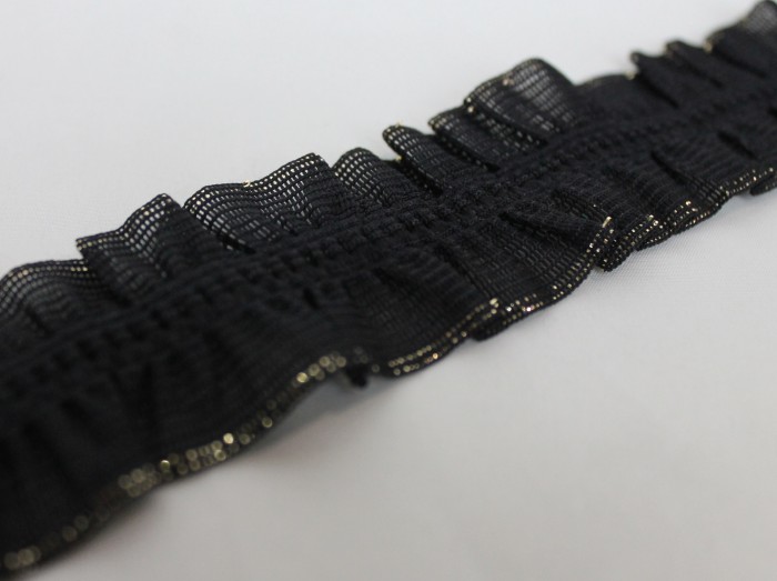 Р1814 Б/С Рюш на резин.окант.люрекс ш.4см.(1 уп.50м)