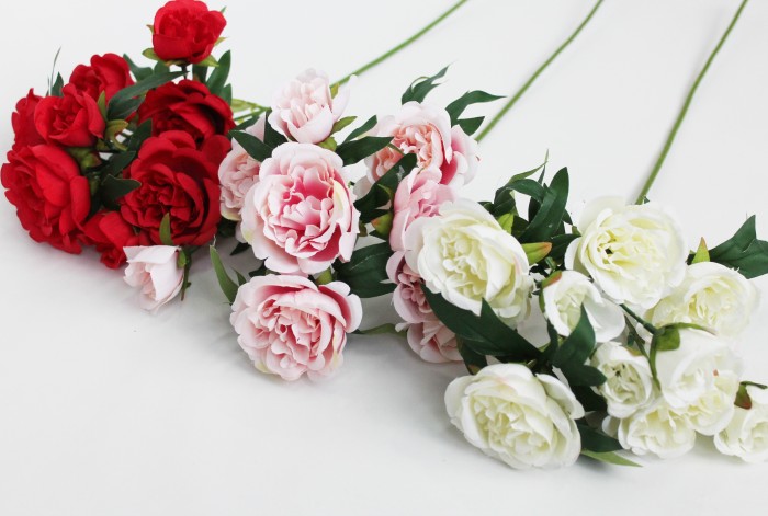 В11554 Ветка 9 голов кустовая.пионовидная роза Н58см(5шт)