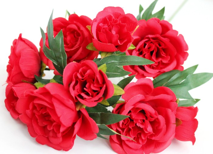 В11554 Ветка 9 голов кустовая.пионовидная роза Н58см(5шт)