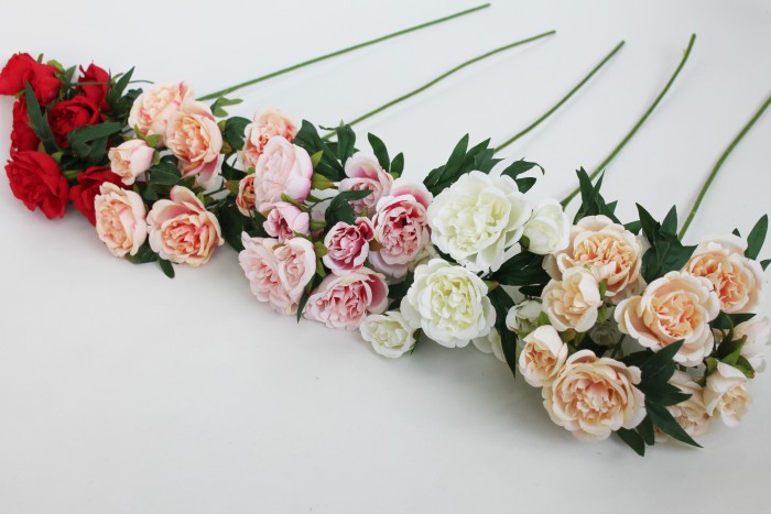 В11554 Ветка 9 голов кустовая.пионовидная роза Н58см(5шт)