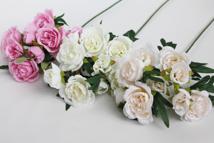 В11554 Ветка 9 голов кустовая.пионовидная роза Н58см(5шт)