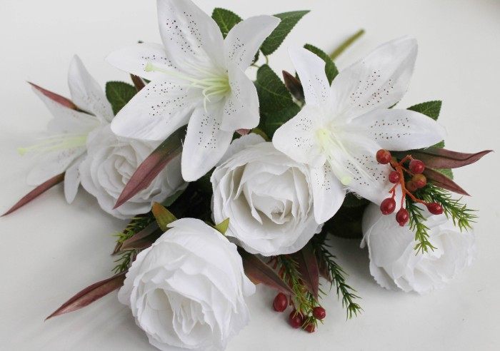 Б11744 Букет пионовидн.роза с лил.10в."Голубка"Н48см(3микс)