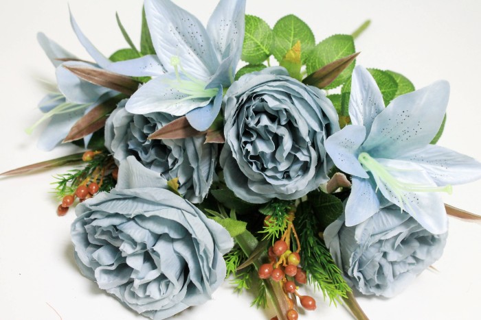 Б11744 Букет пионовидн.роза с лил.10в."Голубка"Н48см(3микс)