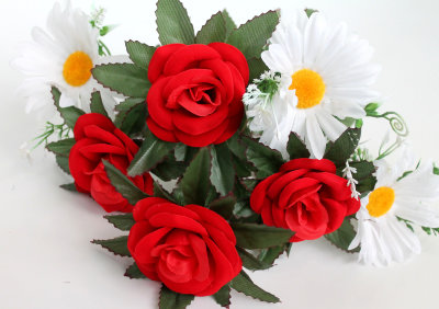 Б11681 Бук.бархат.роза с ромаш.7г.Н48см"Мечта"(10шт)