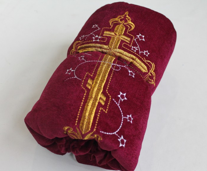 Р2625 Обтяжка на гроб бархат-стрейч с вышивкой