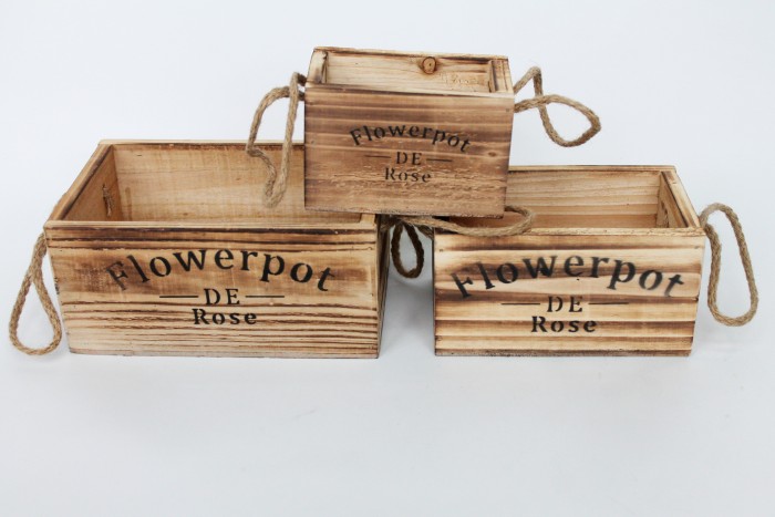 Э10730 Б/С Кашпо из дерева 3шт 20см х13см х10см (1шт)