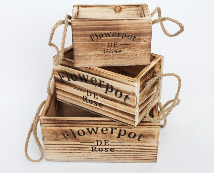 Э10730 Б/С Кашпо из дерева 3шт 20см х13см х10см (1шт)