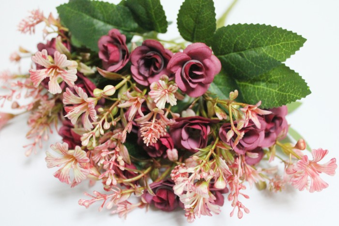 Б12031 Б/С Букет мелкая розочка 21голова 7веток с доб.34см(10микс)   