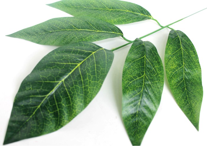 В9182 Б/С Ветка дерева темно-зеленая 5лист.Н57см(12шт)