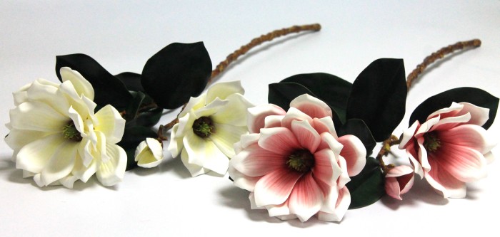 В12159 Б/С Магнолия 2 большие гол.и бутон элитный латекс 80см