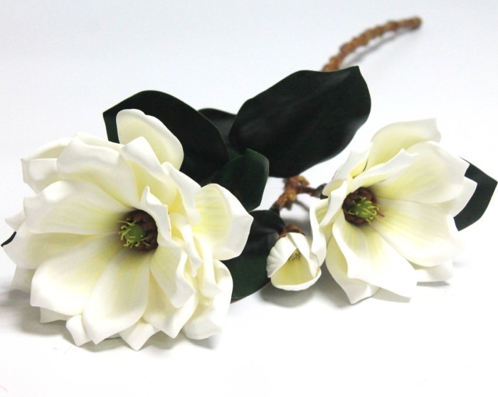 В12159 Б/С Магнолия 2 большие гол.и бутон элитный латекс 80см