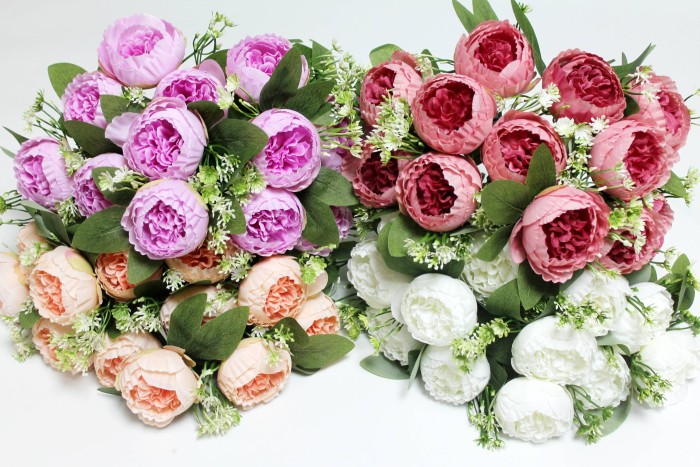 Б12243 Б/С Букет 12 голов пион"Император"с дорог.лист.43см(4микс)