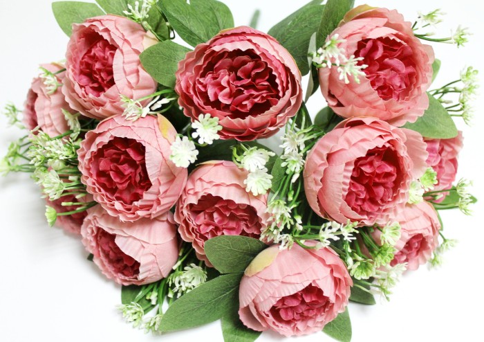 Б12243 Б/С Букет 12 голов пион"Император"с дорог.лист.43см(4микс)