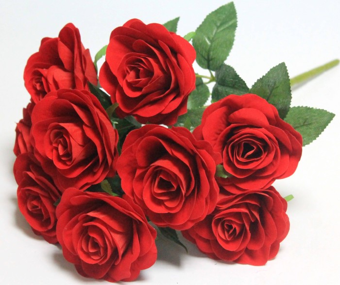 Б12163 Б/С Букет чисто бархтная роза 9 гол."Сильвия"45см(10шт)