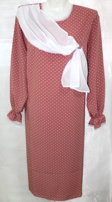 Р3848 Платье горошек с шарфом