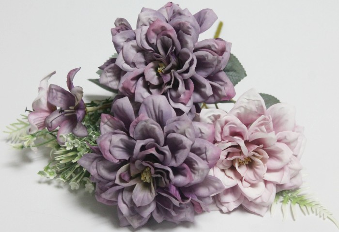 Б12168 Б/С Букет 5 вет.3 большие!! гол.георгина"Матильда пудровая"32см(10микс)