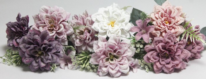 Б12168 Б/С Букет 5 вет.3 большие!! гол.георгина"Матильда пудровая"32см(10микс)