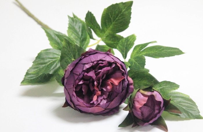 В12171 Б/С Ветка пиона 2гол."Сара Бернар"78см(3шт)