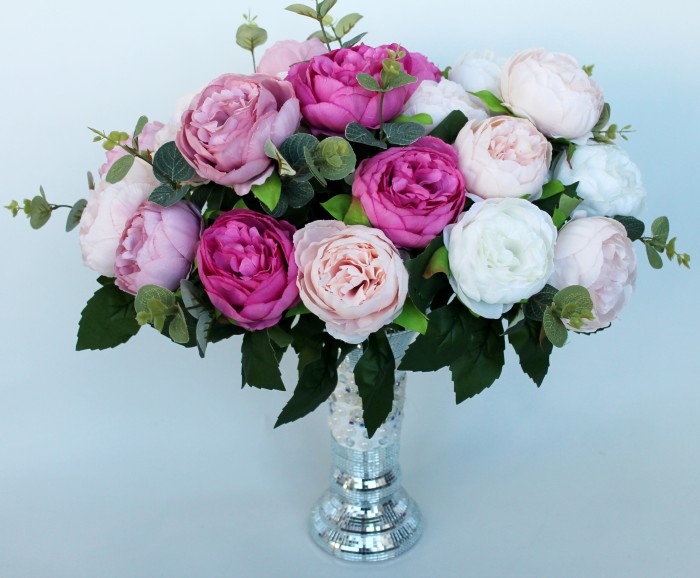 Б11767 Б/С Бук.пиона 2-цветн.с эвкалиптом  7 гол.45см(4микс)