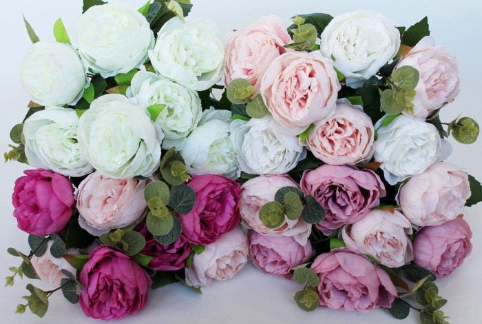 Б11767 Б/С Бук.пиона 2-цветн.с эвкалиптом  7 гол.45см(4микс)