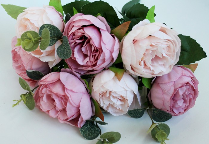 Б11767 Б/С Бук.пиона 2-цветн.с эвкалиптом  7 гол.45см(4микс)