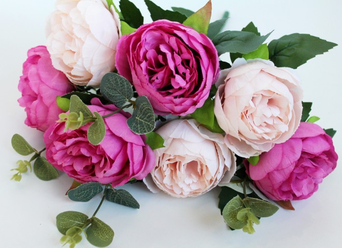 Б11767 Б/С Бук.пиона 2-цветн.с эвкалиптом  7 гол.45см(4микс)