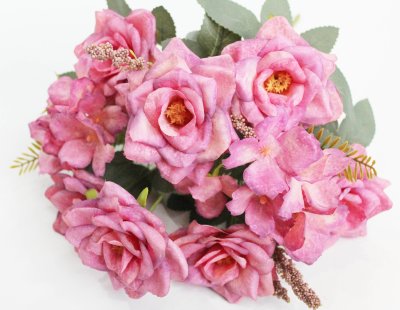 Б11908 Б/С Букет 7 голов роз+гортенз.&quot;Жемчуг&quot;38см(3микс)