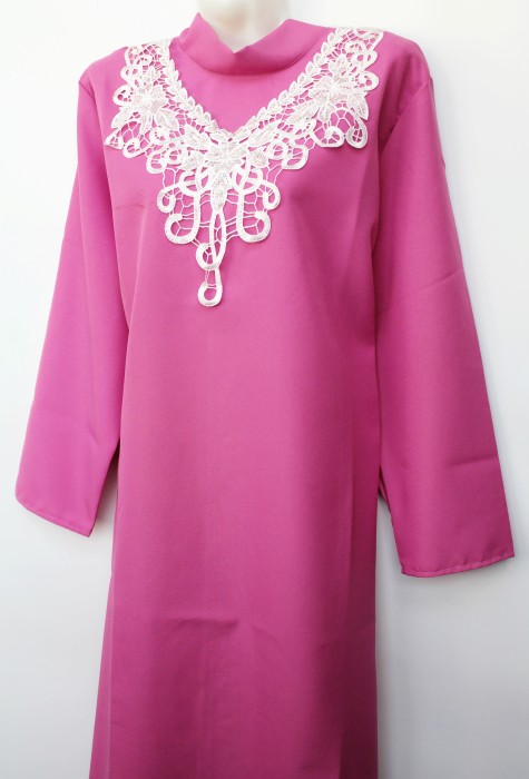 Р11099 Б/С Платье габард.с больш.стойкой +кружева и жемчуг