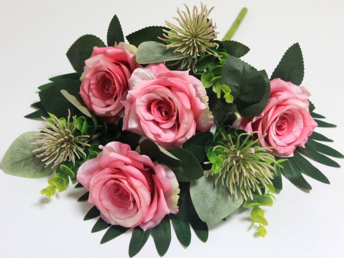 Б12176 Букет веер роза с чертополохом 52см(3шт)