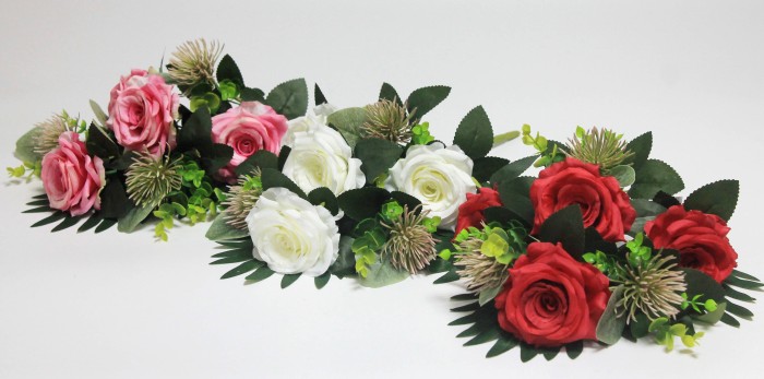 Б12176 Букет веер роза с чертополохом 52см(3шт)